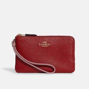 Coach Double Corner Zip Wristlet in Colorblock Style # 91622 NWT